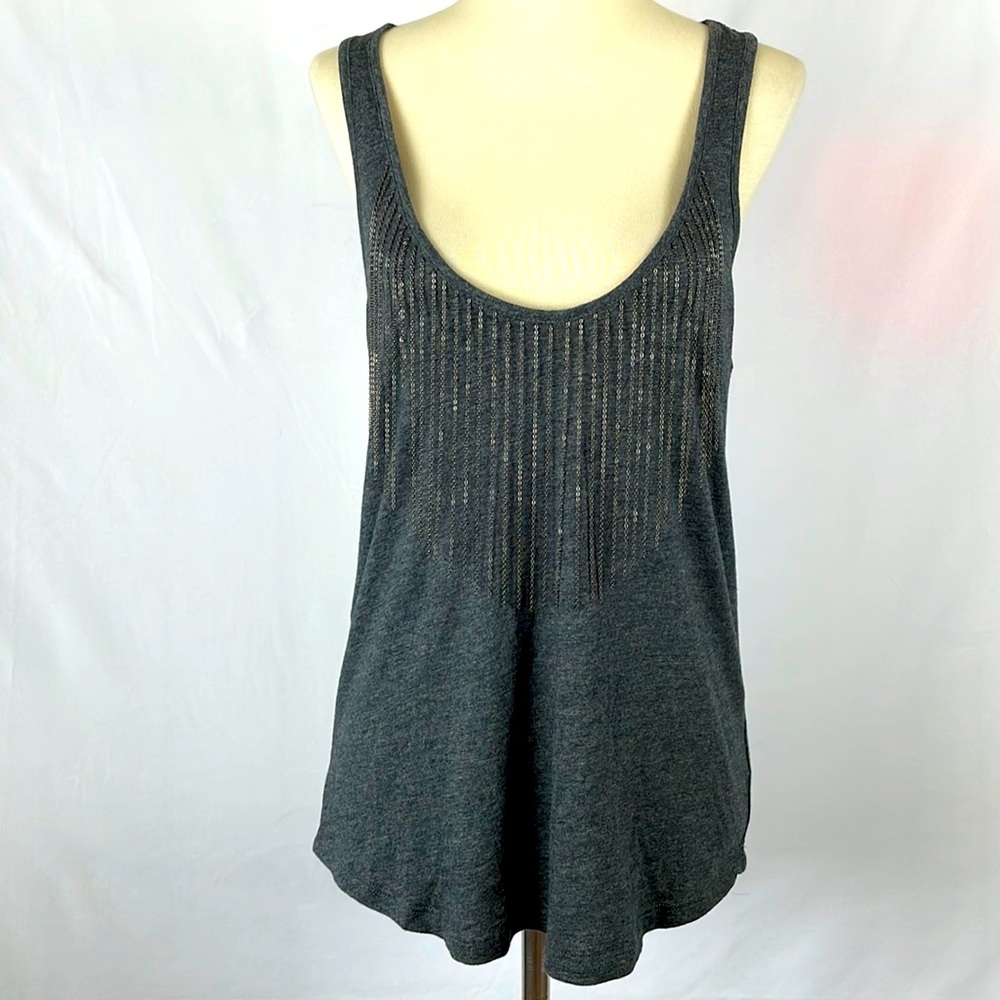 NWT Jack BB Dakota Gunmetal Racerback Tank Top w/Front Chain Detail - Size Small